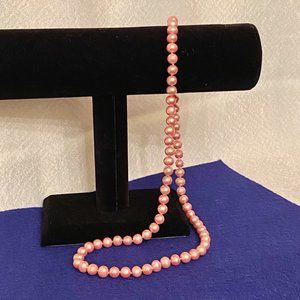 WW Pink Cultured Pearls with 14K Gold Clasp, 23"